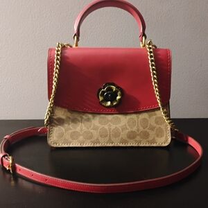 Coach Parker Rare Convertible Bag W/ Tearose Turnlock Very EUC.. Retail For $699